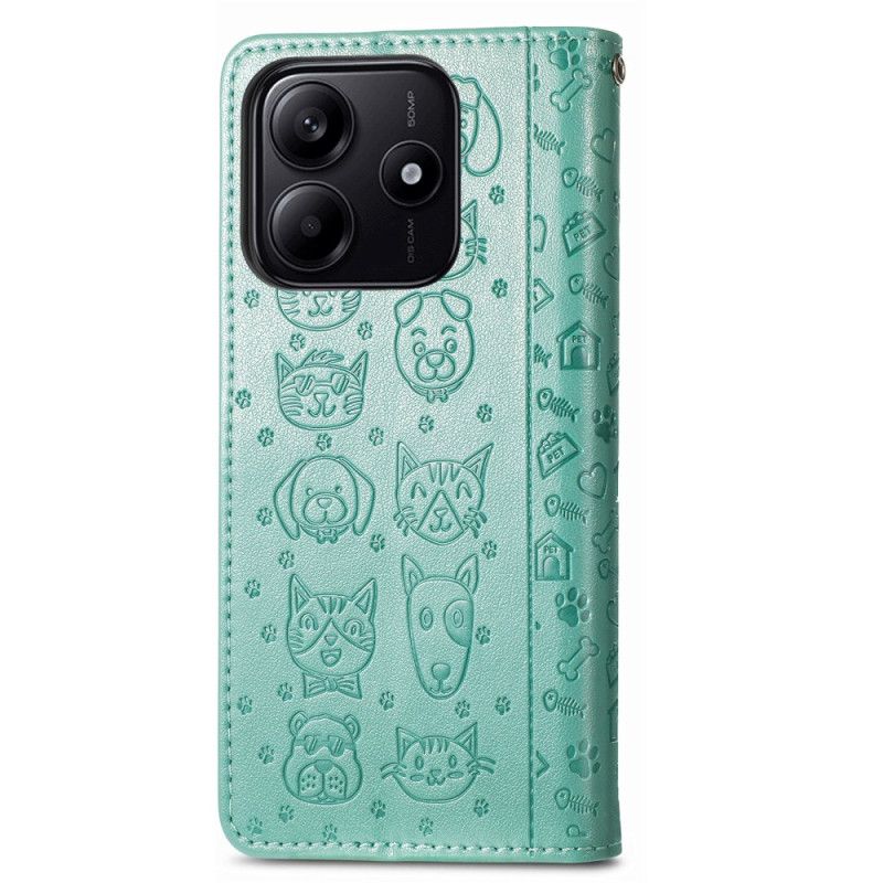 Etui Folio Xiaomi Redmi Note 14 5g Animowane Zwierzęta Etui Ochronne