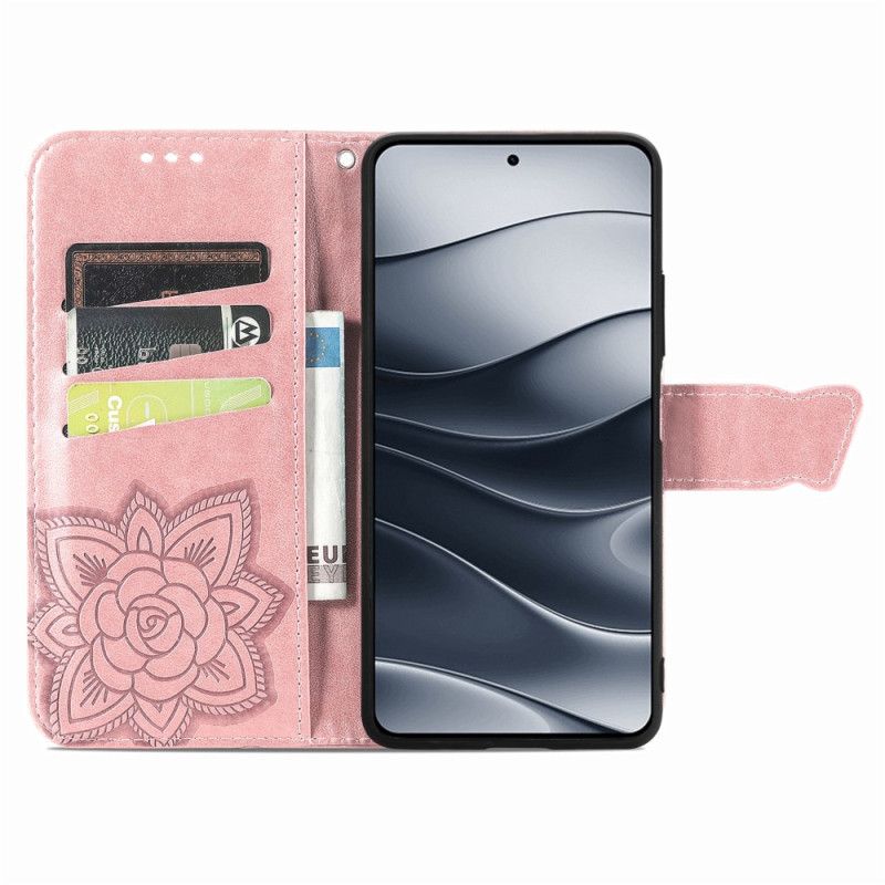 Etui Folio Xiaomi Redmi Note 14 5g Barokowy Motyl Etui Ochronne