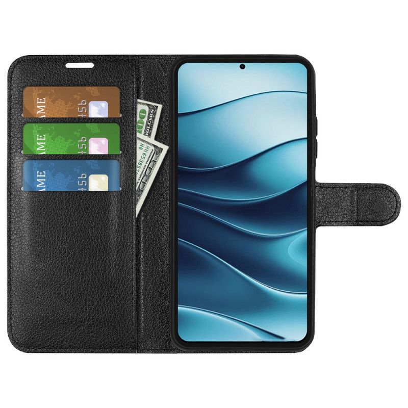 Etui Folio Xiaomi Redmi Note 14 5g Klasyczna Sztuczna Skóra Liczi
