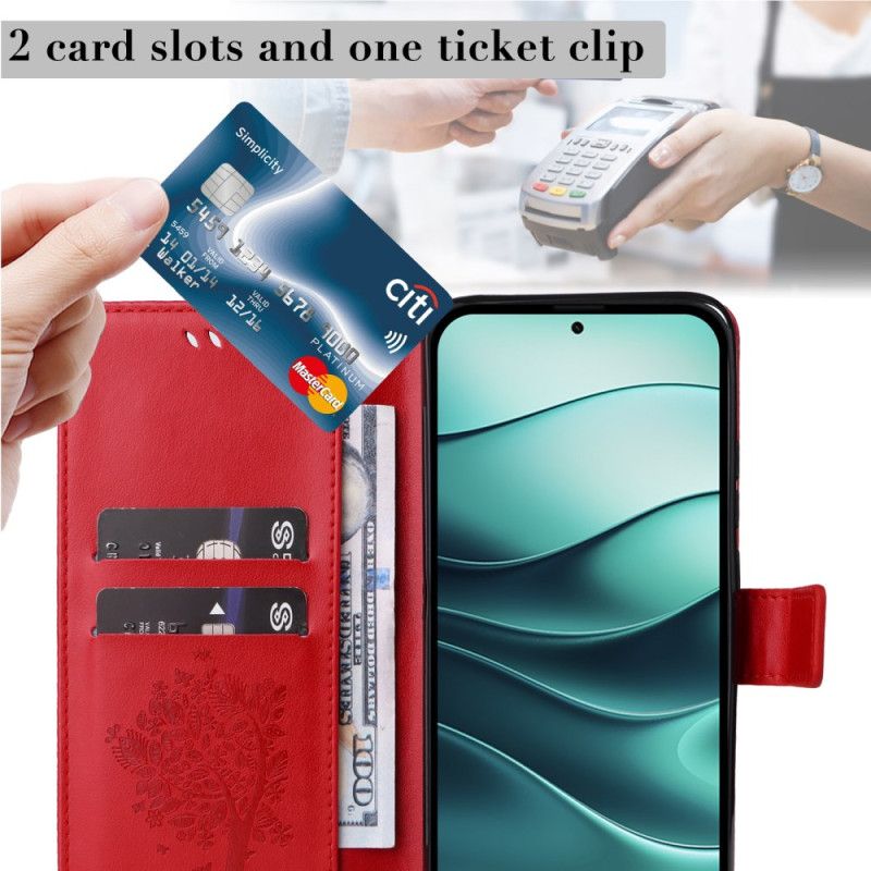 Etui Folio Xiaomi Redmi Note 14 5g Kot I Drzewo Lnaière