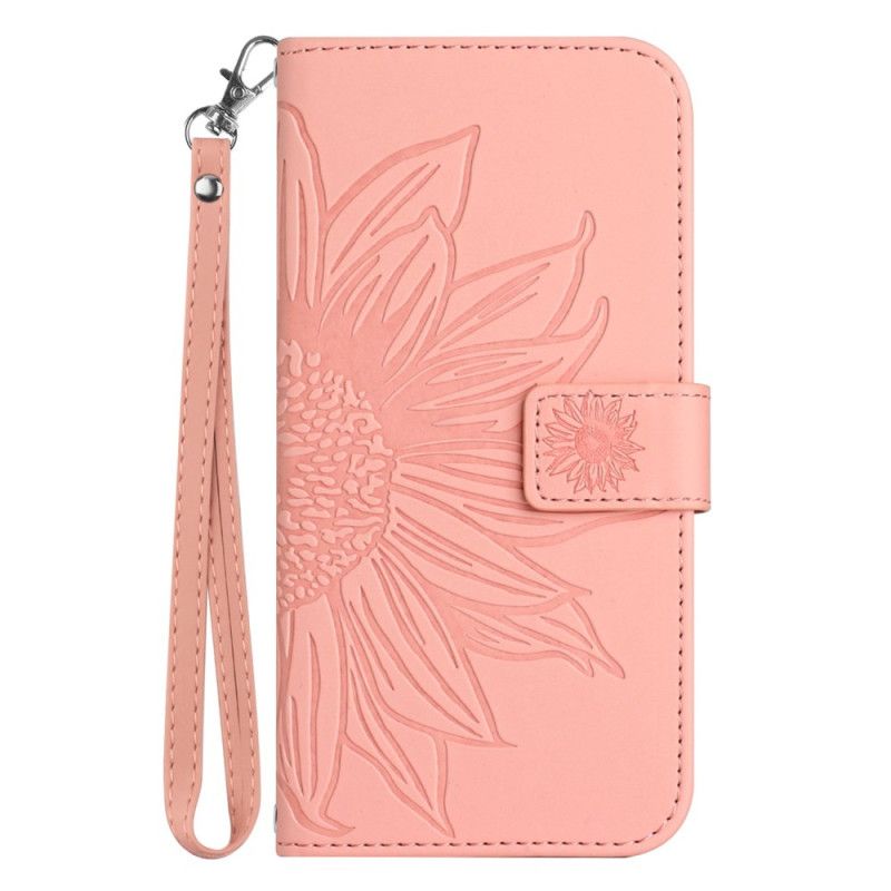 Etui Folio Xiaomi Redmi Note 14 5g Nadruk Słonecznika Z Paskiem