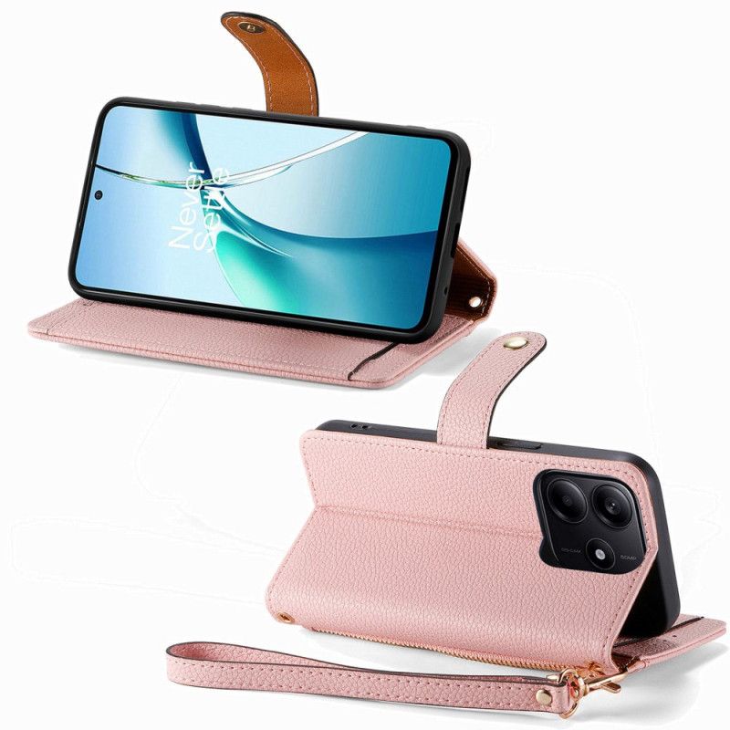 Etui Folio Xiaomi Redmi Note 14 5g Rfid Z Portfelem I Kieszenią Na Suwak Rfid