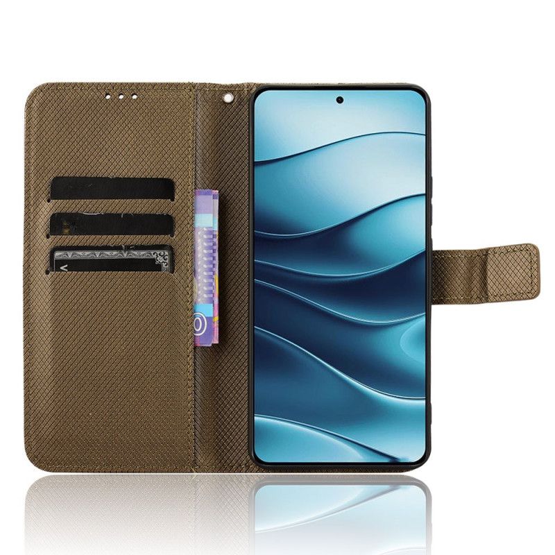 Etui Folio Xiaomi Redmi Note 14 5g Tekstura Diamentu Etui Ochronne