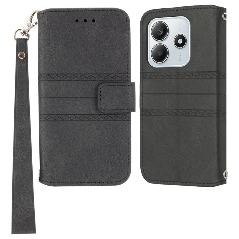 Etui Folio Xiaomi Redmi Note 14 5g Wzór Fryzu Z Paskiem Etui Ochronne