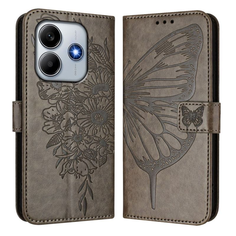 Etui Folio Xiaomi Redmi Note 14 5g Wzór Motyla Z Paskiem Etui Ochronne