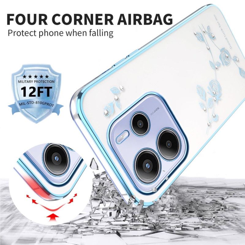 Etui Xiaomi Redmi Note 14 5g Kwiaty I Kryształki Kadem Etui Ochronne