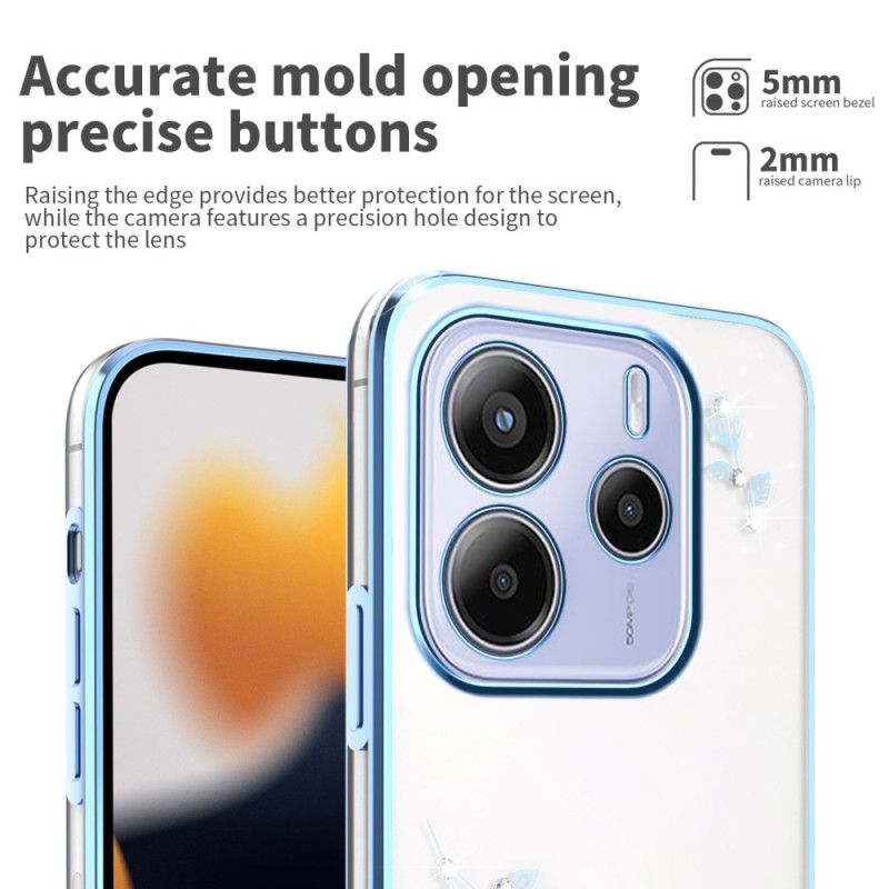 Etui Xiaomi Redmi Note 14 5g Kwiaty I Kryształki Kadem Etui Ochronne