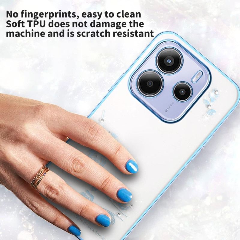 Etui Xiaomi Redmi Note 14 5g Kwiaty I Kryształki Kadem Etui Ochronne