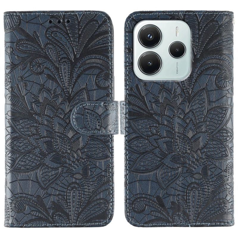 Skórzany Futerał Xiaomi Redmi Note 14 5g Etui Na Telefon Koronkowa Mandala
