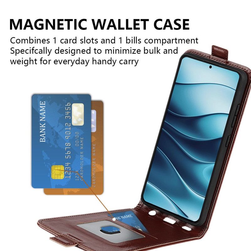 Skórzany Futerał Xiaomi Redmi Note 14 5g Etui Na Telefon Pionowa Klapa I Karta Slot