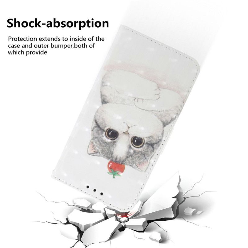 Skórzany Futerał Xiaomi Redmi Note 14 5g Etui Na Telefon Uroczy Kotek Ze Smyczką