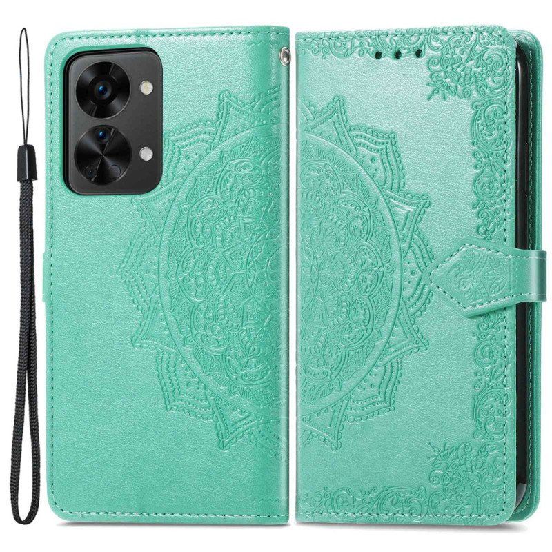 Etui Folio do OnePlus Nord 2T 5G z Łańcuch Uchwyt Na Kartę Z Paskiem Mandala