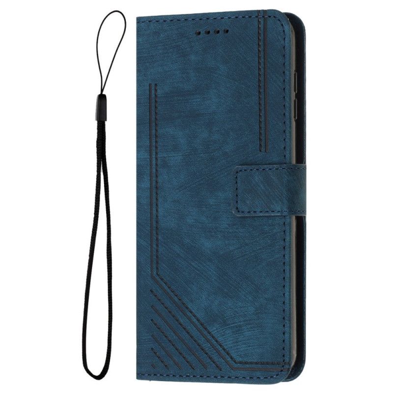Etui Folio Do Oppo Reno 13f 4g / 5g / 13 Fs 5g Pasek Z Geometrycznymi Liniami