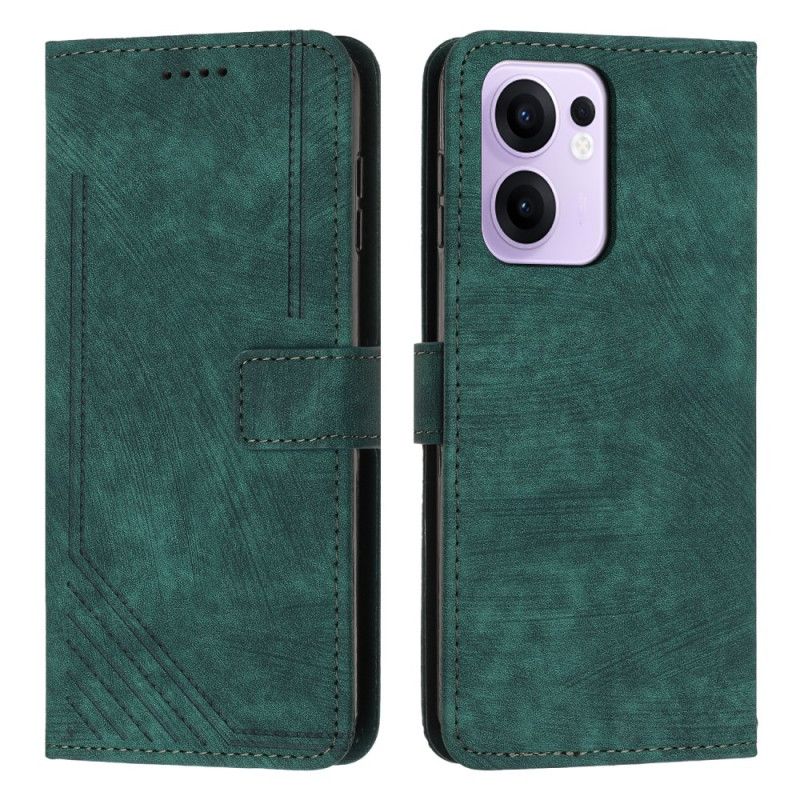 Etui Folio Do Oppo Reno 13f 4g / 5g / 13 Fs 5g Pasek Z Geometrycznymi Liniami
