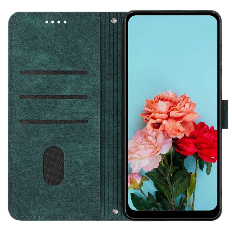 Etui Folio Do Oppo Reno 13f 4g / 5g / 13 Fs 5g Pasek Z Geometrycznymi Liniami