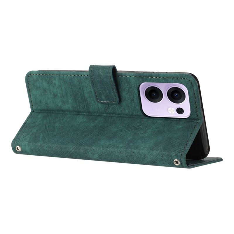 Etui Folio Do Oppo Reno 13f 4g / 5g / 13 Fs 5g Pasek Z Geometrycznymi Liniami