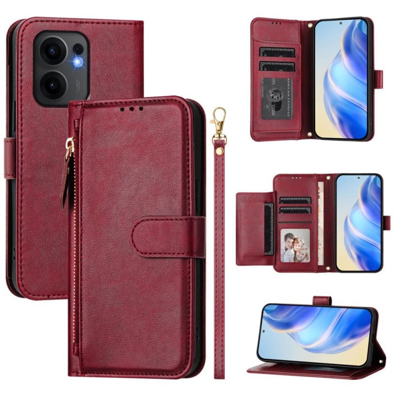 Etui Folio Oppo Reno 13f 4g / 5g / 13 Fs 5g Kieszeń Na Zamek Błyskawiczny I Etui Na Karty Etui Ochronne