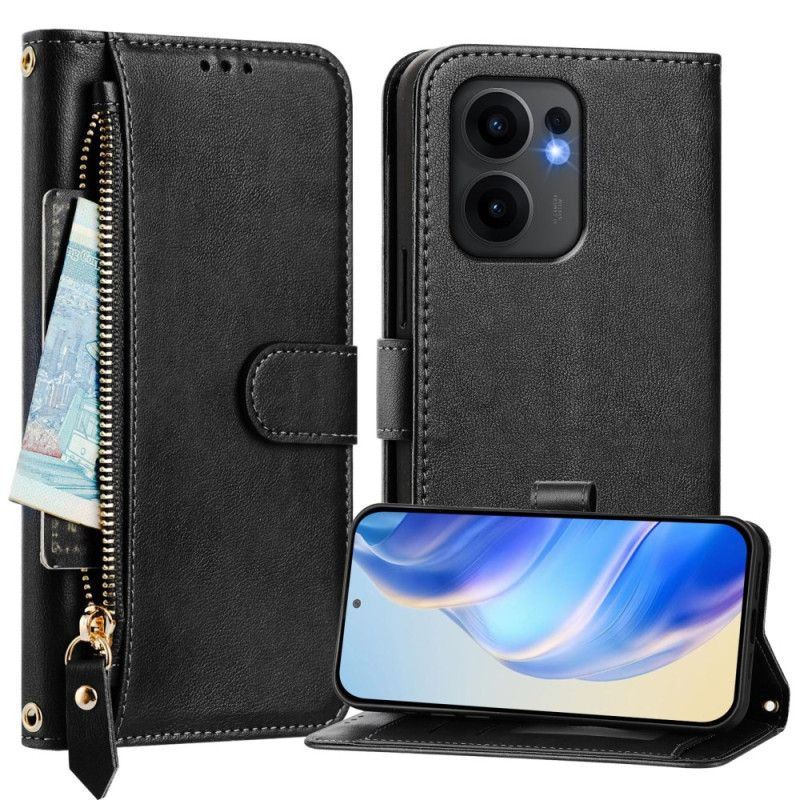 Etui Folio Oppo Reno 13f 4g / 5g / 13 Fs 5g Kieszeń Na Zamek Błyskawiczny I Etui Na Karty Etui Ochronne
