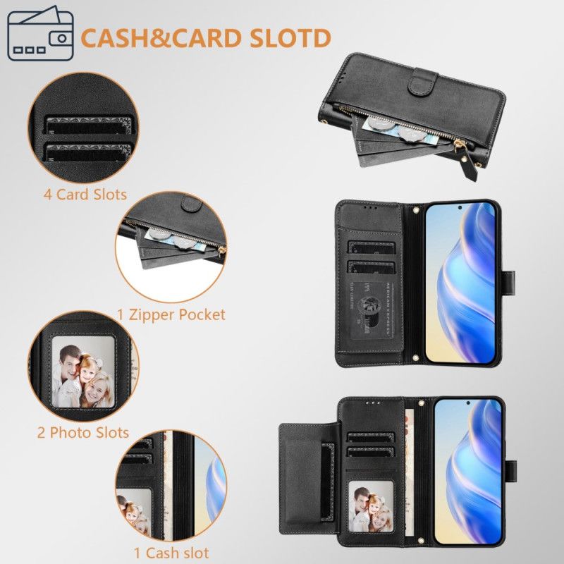 Etui Folio Oppo Reno 13f 4g / 5g / 13 Fs 5g Kieszeń Na Zamek Błyskawiczny I Etui Na Karty Etui Ochronne