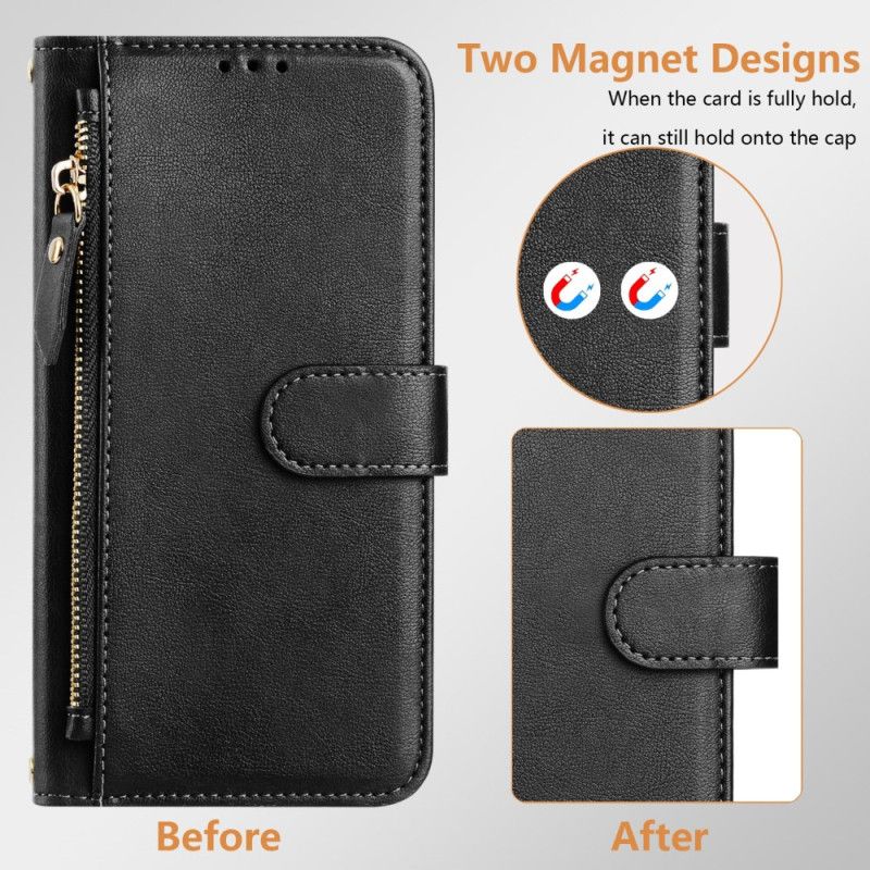 Etui Folio Oppo Reno 13f 4g / 5g / 13 Fs 5g Kieszeń Na Zamek Błyskawiczny I Etui Na Karty Etui Ochronne