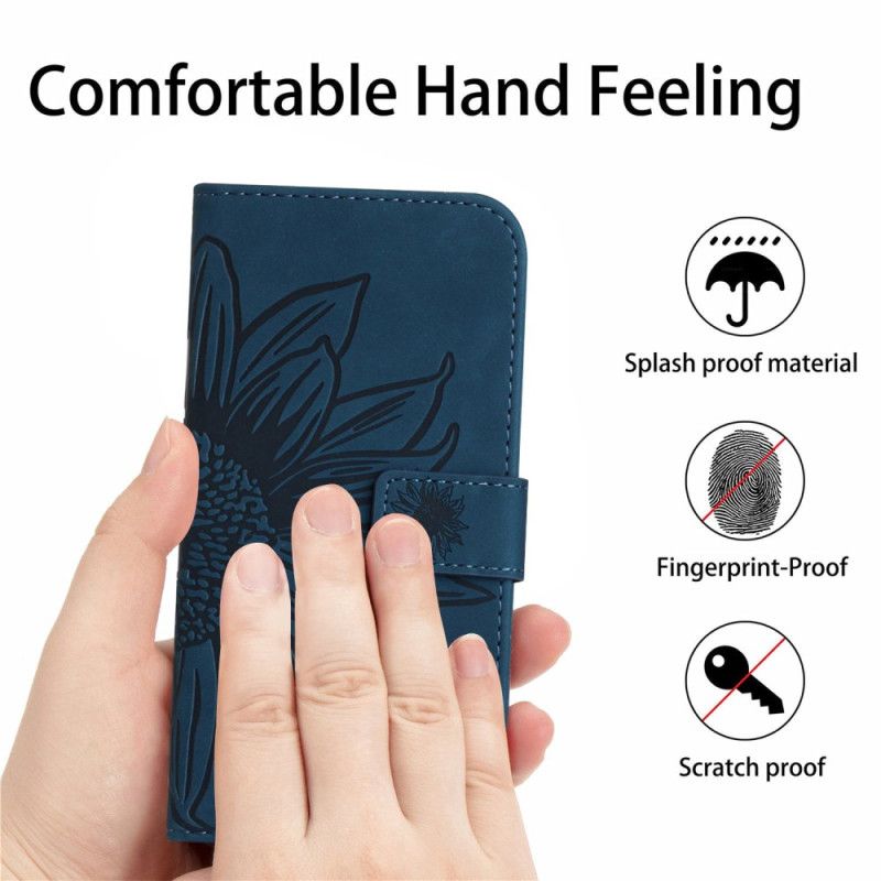 Etui Folio Oppo Reno 13f 4g / 5g / 13 Fs 5g Nadruk Słonecznika Z Paskiem