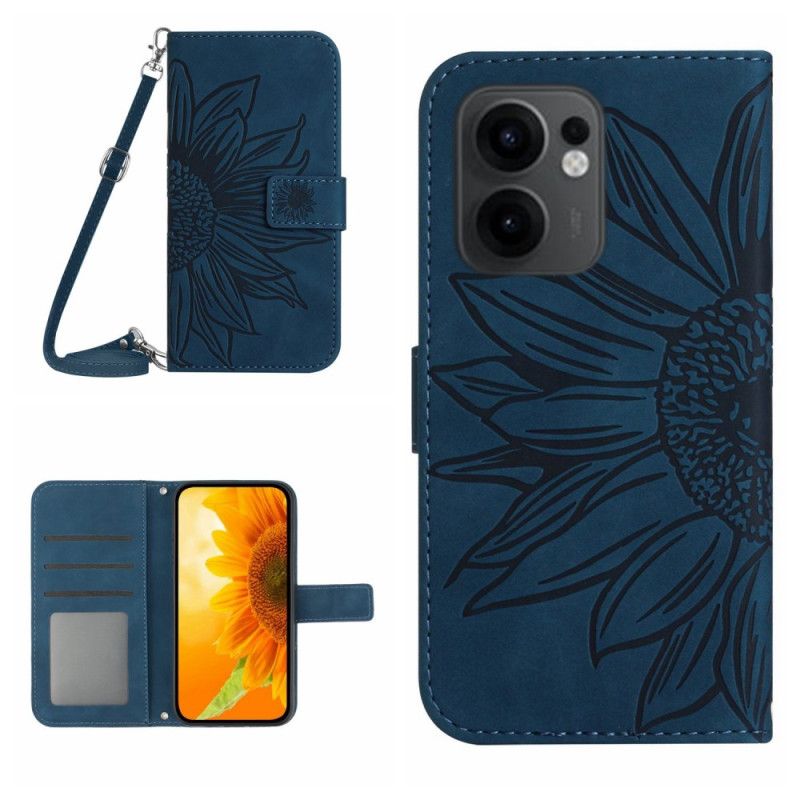 Etui Folio Oppo Reno 13f 4g / 5g / 13 Fs 5g Torba Na Ramię Z Nadrukiem Słonecznika