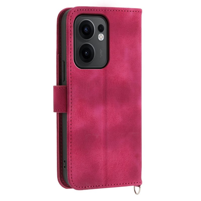 Etui Folio Oppo Reno 13f 4g / 5g / 13 Fs 5g Zamszowy Efekt Koronki Z Paskiem I Paskiem Na Ramię Etui Ochronne