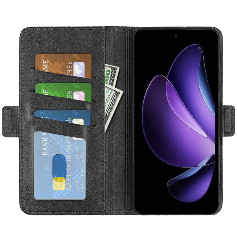 Skórzany Futerał Oppo Reno 13f 4g / 5g / 13 Fs 5g Etui Na Telefon Podwójne Zapięcie