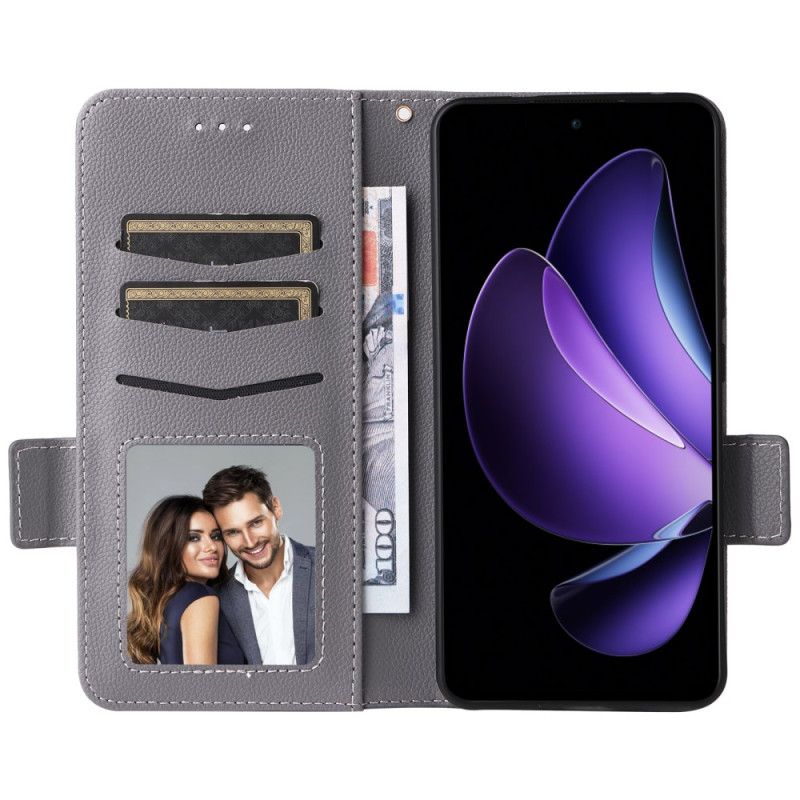 Skórzany Futerał Oppo Reno 13f 4g / 5g / 13 Fs 5g Etui Na Telefon Smycz Ze Skóry Ekologicznej Liczi