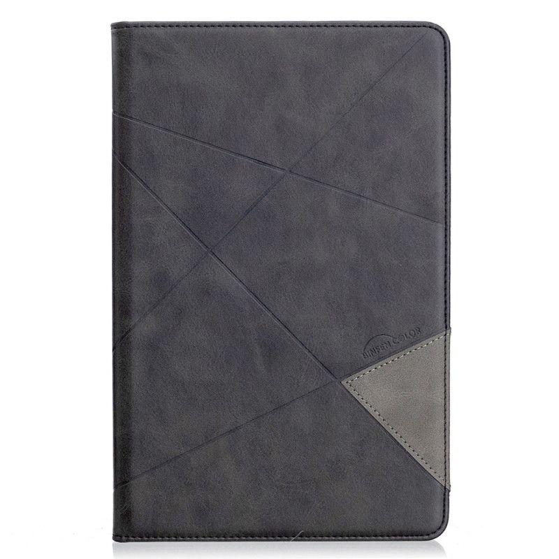 Etui Samsung Galaxy Tab S6 Lite Szary Czarny Geometria Efekt Skóry