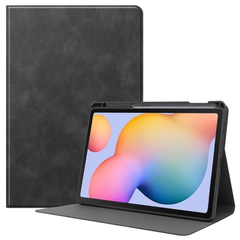 Etui Samsung Galaxy Tab S6 Lite Szary Czarny Uchwyt Rysika Z Efektem Skóry