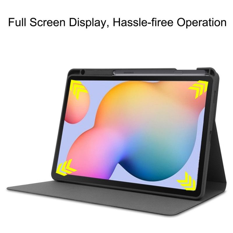 Etui Samsung Galaxy Tab S6 Lite Szary Czarny Uchwyt Rysika Z Efektem Skóry