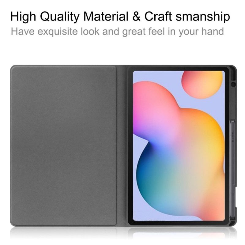 Etui Samsung Galaxy Tab S6 Lite Szary Czarny Uchwyt Rysika Z Efektem Skóry