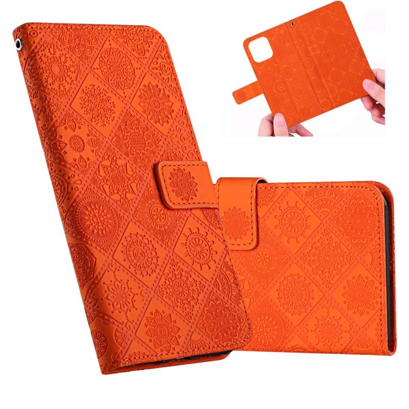 Etui Folio Samsung Galaxy S21 Ultra 5G Biały Czarny Wzór Gobelinu