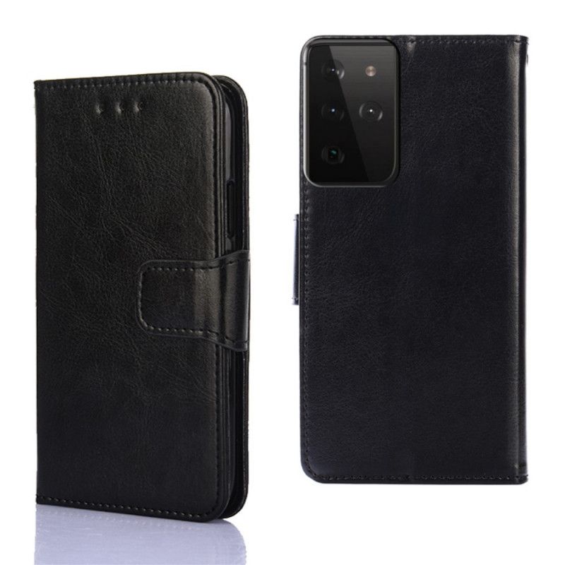 Etui Folio Samsung Galaxy S21 Ultra 5G Czerwony Czarny Błyszcząca Sztuczna Skóra