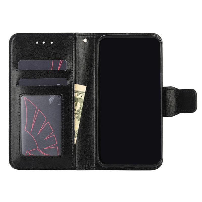 Etui Folio Samsung Galaxy S21 Ultra 5G Czerwony Czarny Błyszcząca Sztuczna Skóra