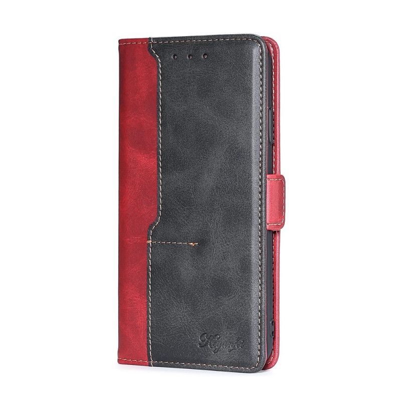 Etui Folio Samsung Galaxy S21 Ultra 5G Czerwony Czarny Dwukolorowa Imitacja Skóry Etui Ochronne