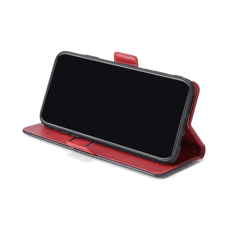 Etui Folio Samsung Galaxy S21 Ultra 5G Czerwony Czarny Dwukolorowa Imitacja Skóry Etui Ochronne