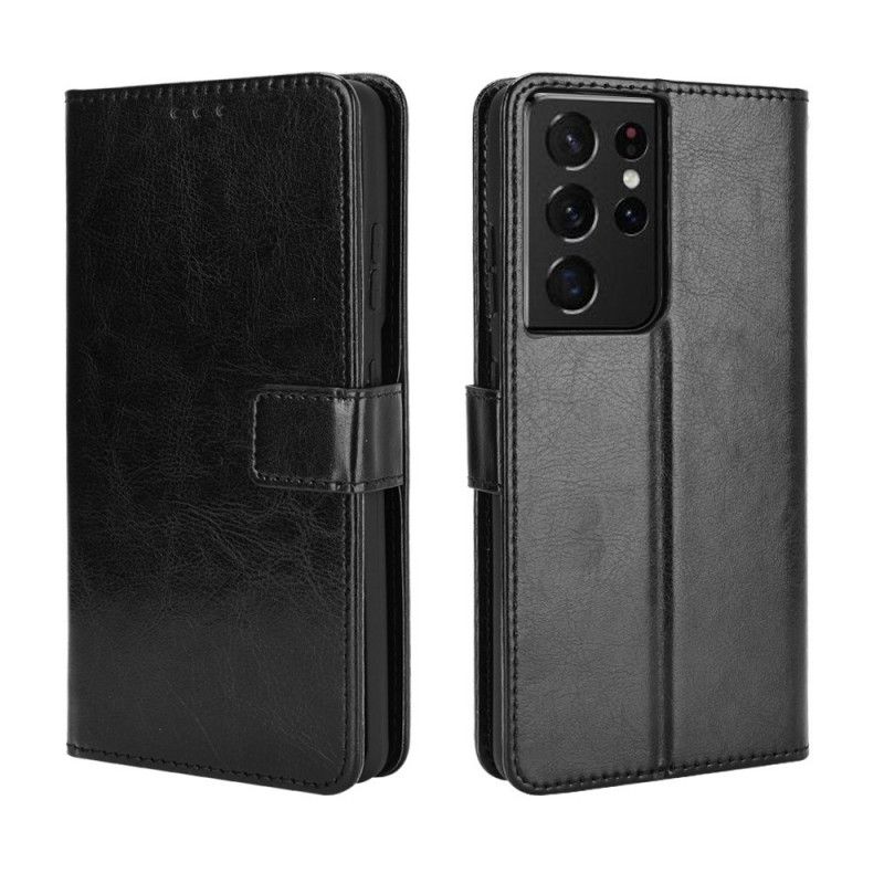 Etui Folio Samsung Galaxy S21 Ultra 5G Czerwony Czarny Efektowna Sztuczna Skóra Etui Ochronne