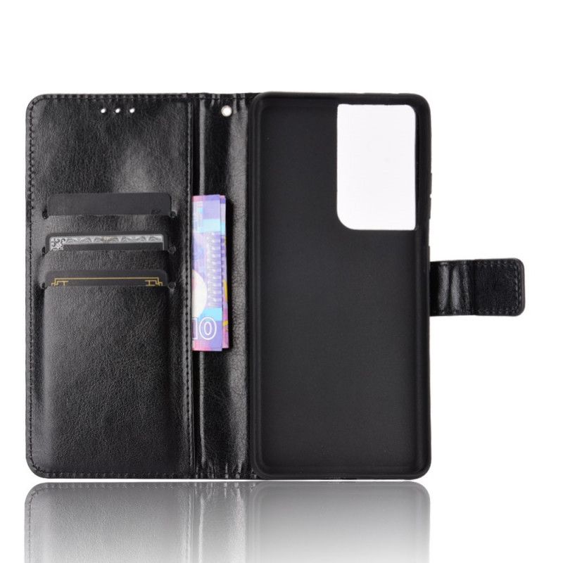 Etui Folio Samsung Galaxy S21 Ultra 5G Czerwony Czarny Efektowna Sztuczna Skóra Etui Ochronne