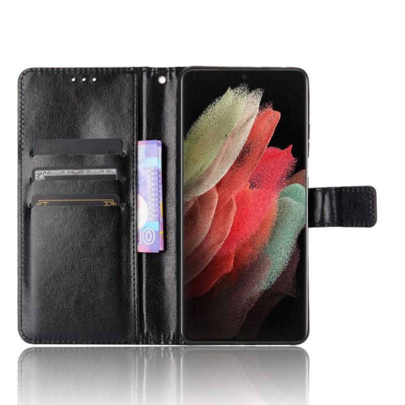 Etui Folio Samsung Galaxy S21 Ultra 5G Czerwony Czarny Efektowna Sztuczna Skóra Etui Ochronne