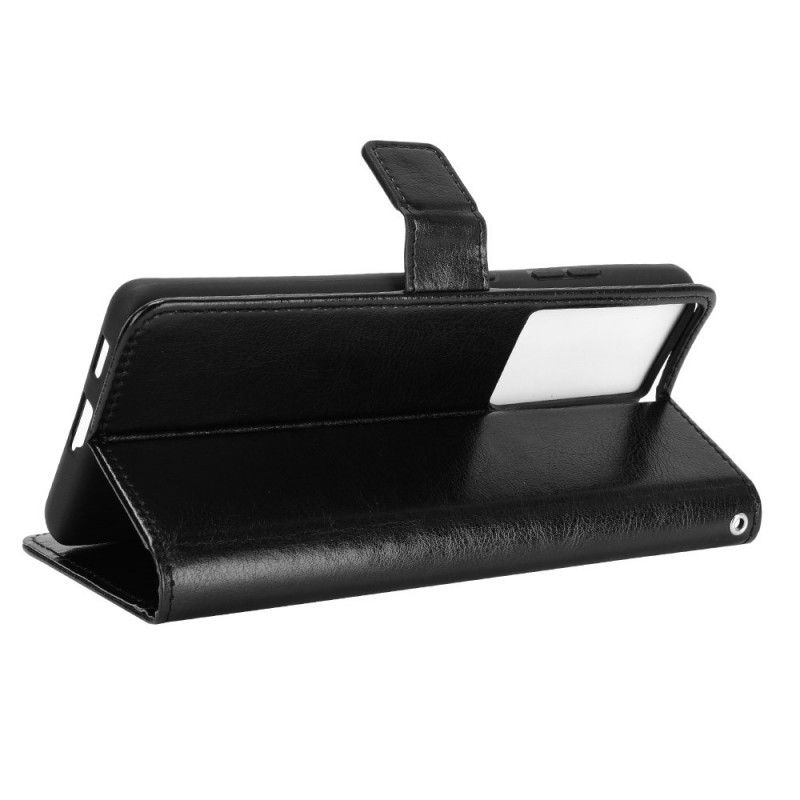 Etui Folio Samsung Galaxy S21 Ultra 5G Czerwony Czarny Efektowna Sztuczna Skóra Etui Ochronne