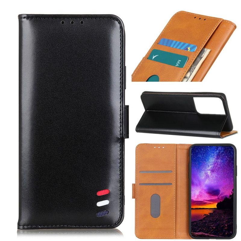 Etui Folio Samsung Galaxy S21 Ultra 5G Czerwony Czarny Trójkolorowy Efekt Skóry Etui Ochronne