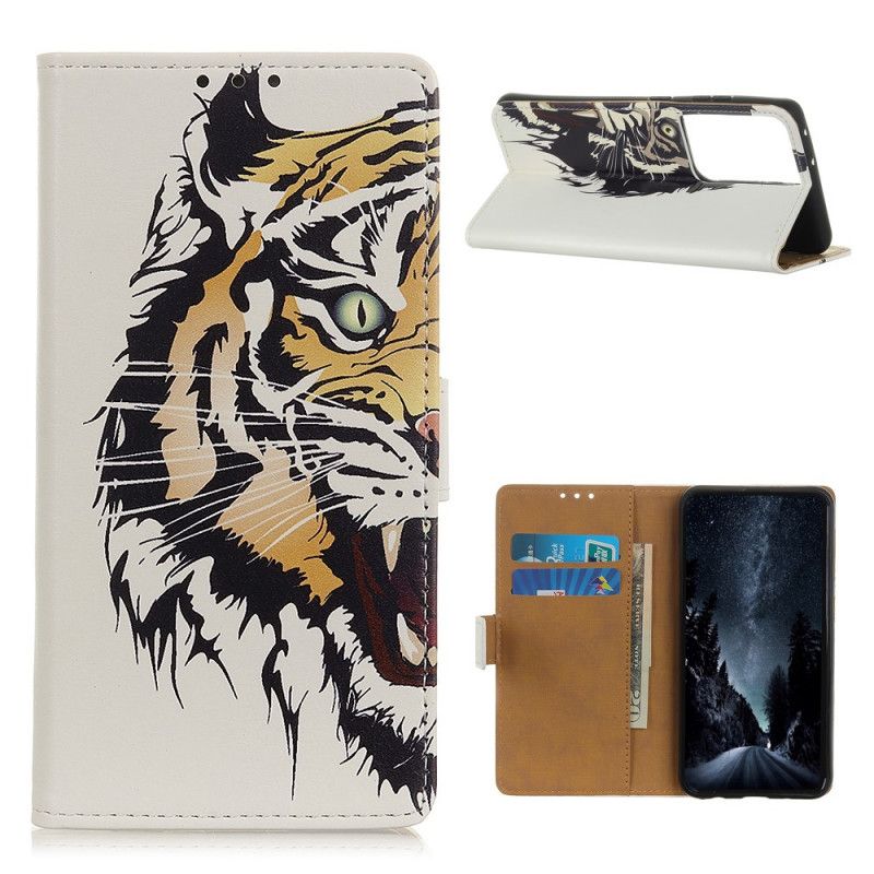 Etui Folio Samsung Galaxy S21 Ultra 5G Dziki Tygrys Etui Ochronne