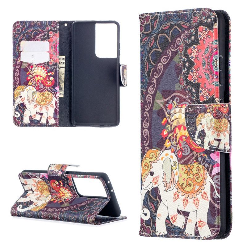 Etui Folio Samsung Galaxy S21 Ultra 5G Etniczna Mandala Słonia