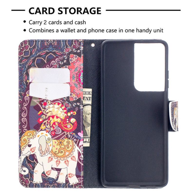Etui Folio Samsung Galaxy S21 Ultra 5G Etniczna Mandala Słonia