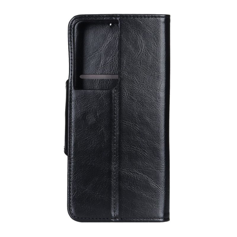 Etui Folio Samsung Galaxy S21 Ultra 5G Granatowy Czarny Khazneh Błyszcząca Sztuczna Skóra Etui Ochronne