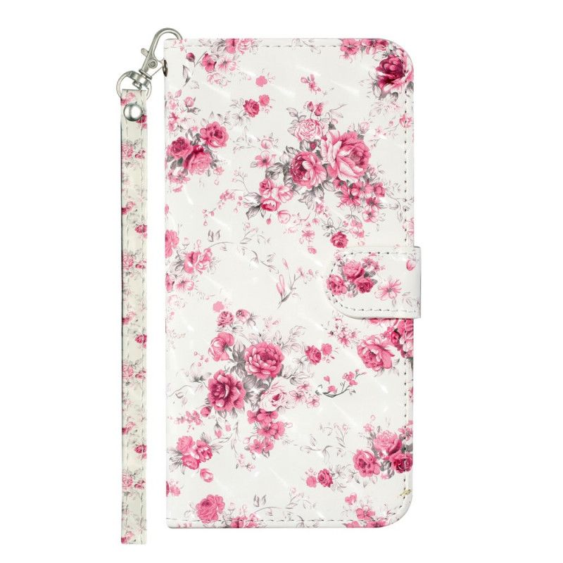 Etui Folio Samsung Galaxy S21 Ultra 5G Kwiaty Jasne Plamy Z Paskiem Etui Ochronne