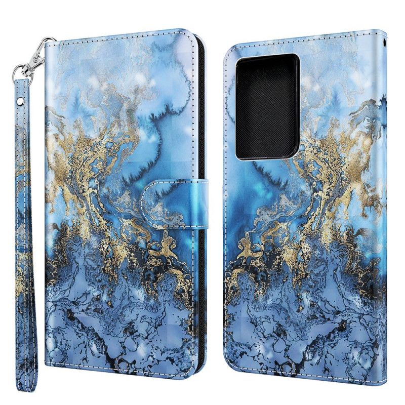 Etui Folio Samsung Galaxy S21 Ultra 5G Marmurowy Wzór Punktowy Z Paskiem Etui Ochronne