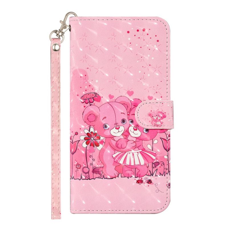 Etui Folio Samsung Galaxy S21 Ultra 5G Pluszowe Pluszowe Misie Z Paskiem